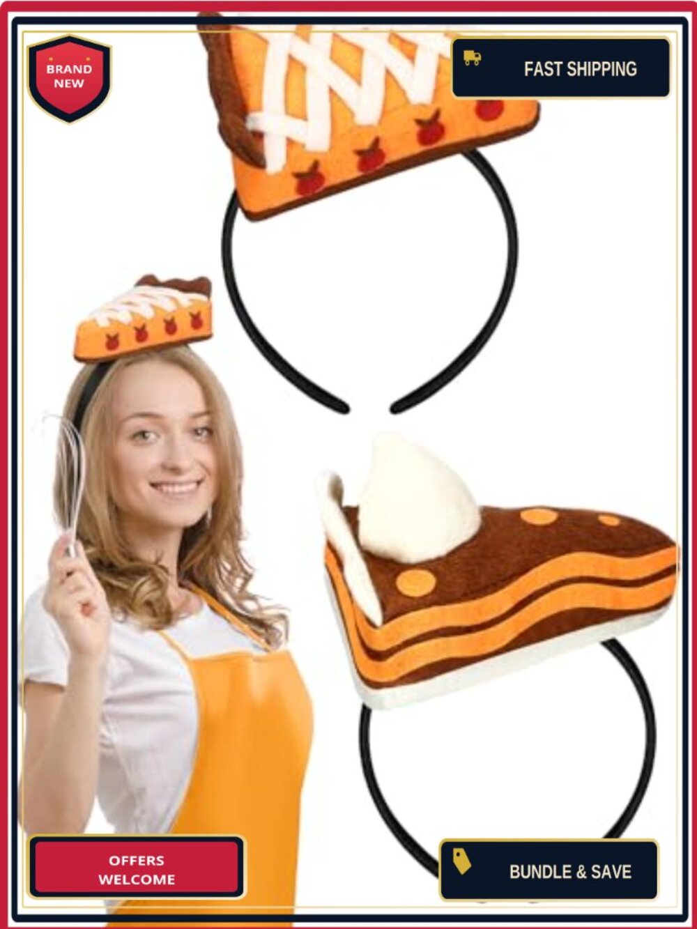 Pumpkin Pie Headband Set Felt Cotton Thanksgiving Costume Hair Accessory